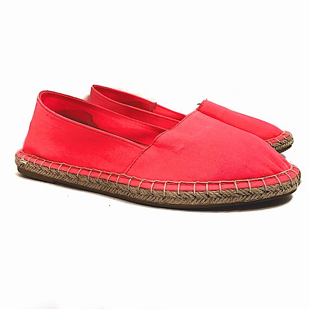 Soda bright neon coral pink espadrille lightweight slip-on flats size 6 NWT